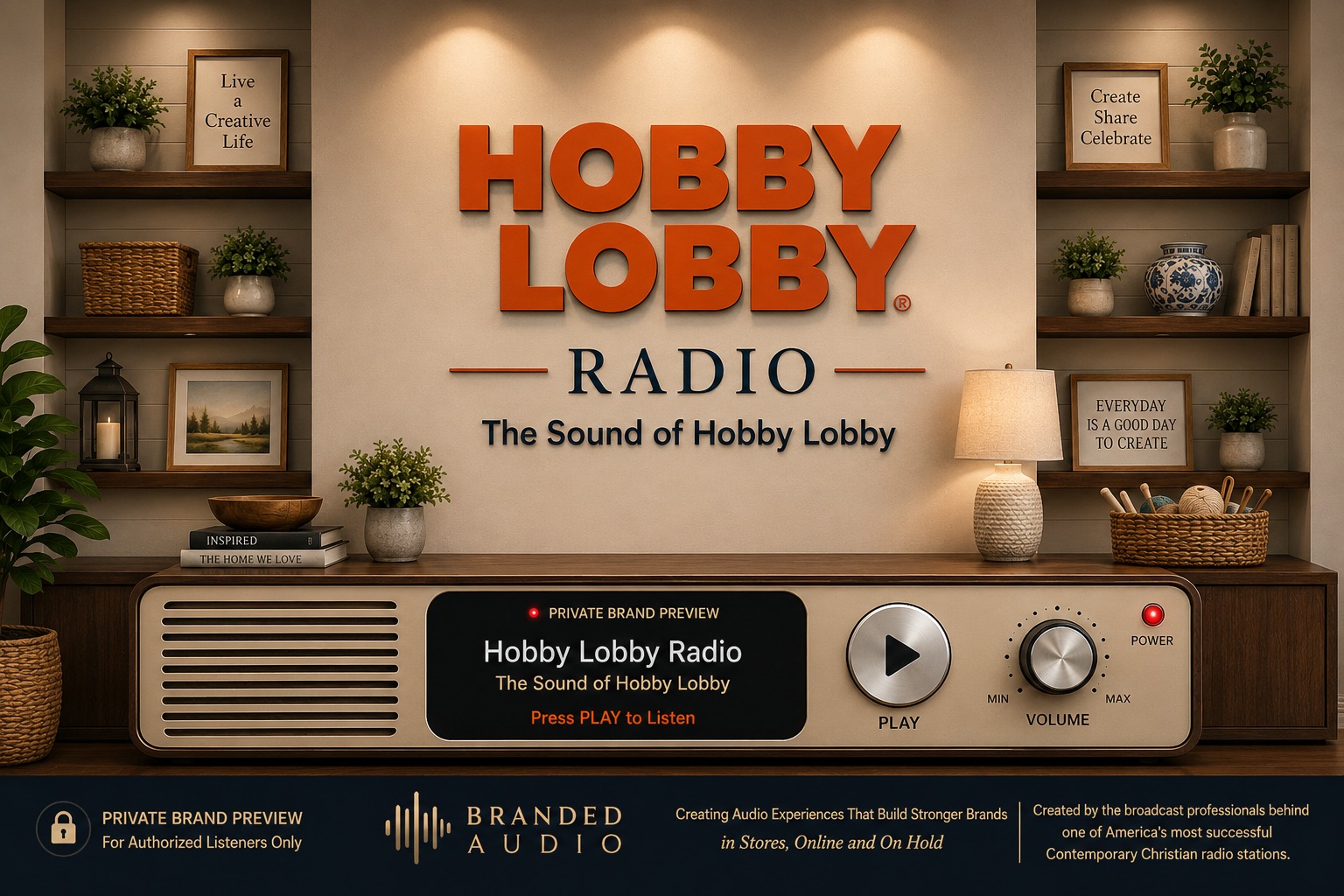 Hobby Lobby Radio private showroom