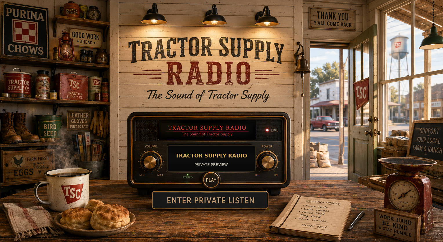 Tractor Supply Radio private showroom
